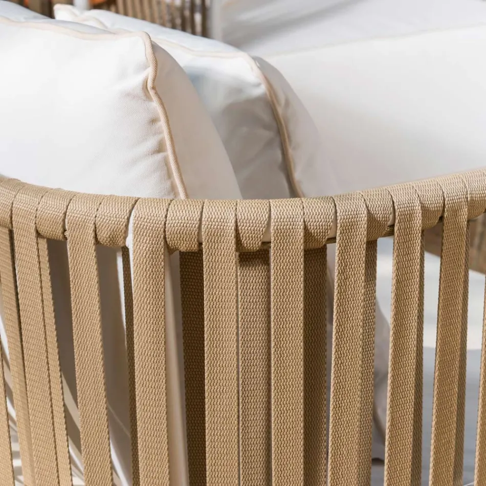 Garden Lounge en aluminio blanco y tela - Eugene Viadurini