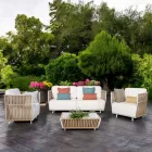 Garden Lounge en aluminio blanco y tela - Eugene Viadurini