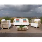 Garden Lounge en aluminio blanco y tela - Eugene Viadurini