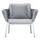 Sillón de jardín de aluminio y cuerda con mesa de centro - Dingo Viadurini