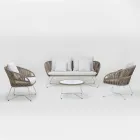 Salón de jardín en Aluminio y tejido de cuerdas - Alcor Viadurini
