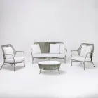 Salón de jardín en aluminio y tejido de cuerdas - Asteria Viadurini