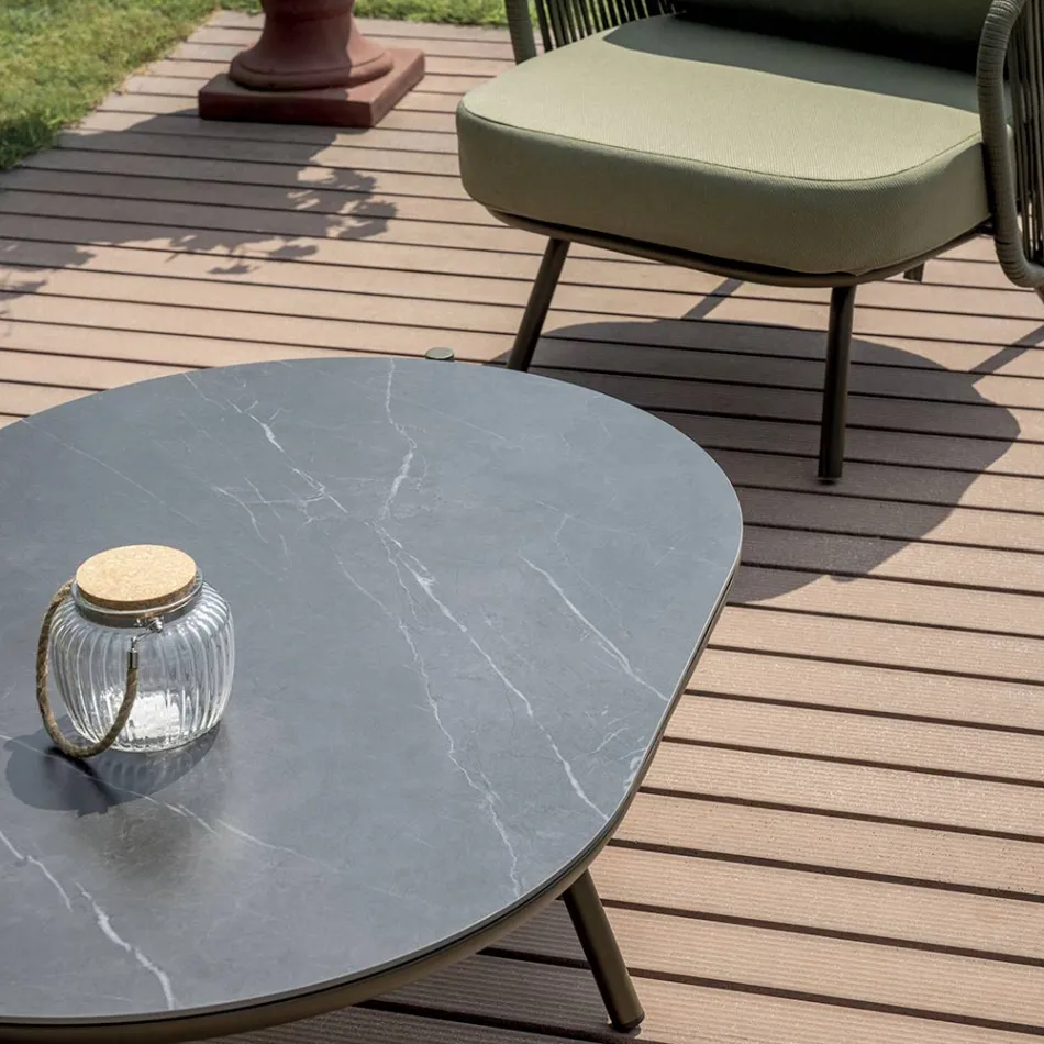 Salón de jardín de aluminio rojo o verde - Regalrise Viadurini