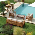Conjunto de salón de jardín en madera de acacia aceitada color natural - Técnica Viadurini