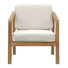 Conjunto de salón de jardín de teca FSC con cojines color crudo - Caresa Viadurini