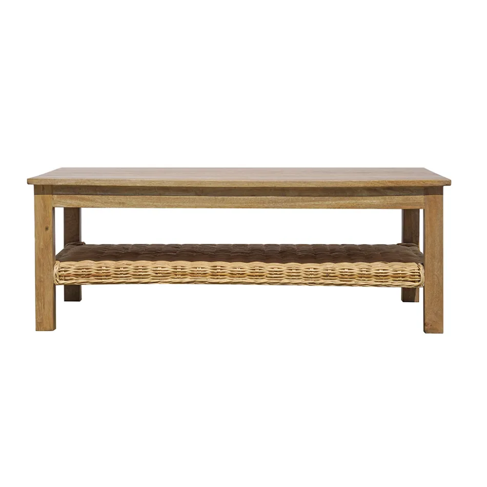 Conjunto de jardín de madera con ratán y cojines extraíbles - Silvara Viadurini