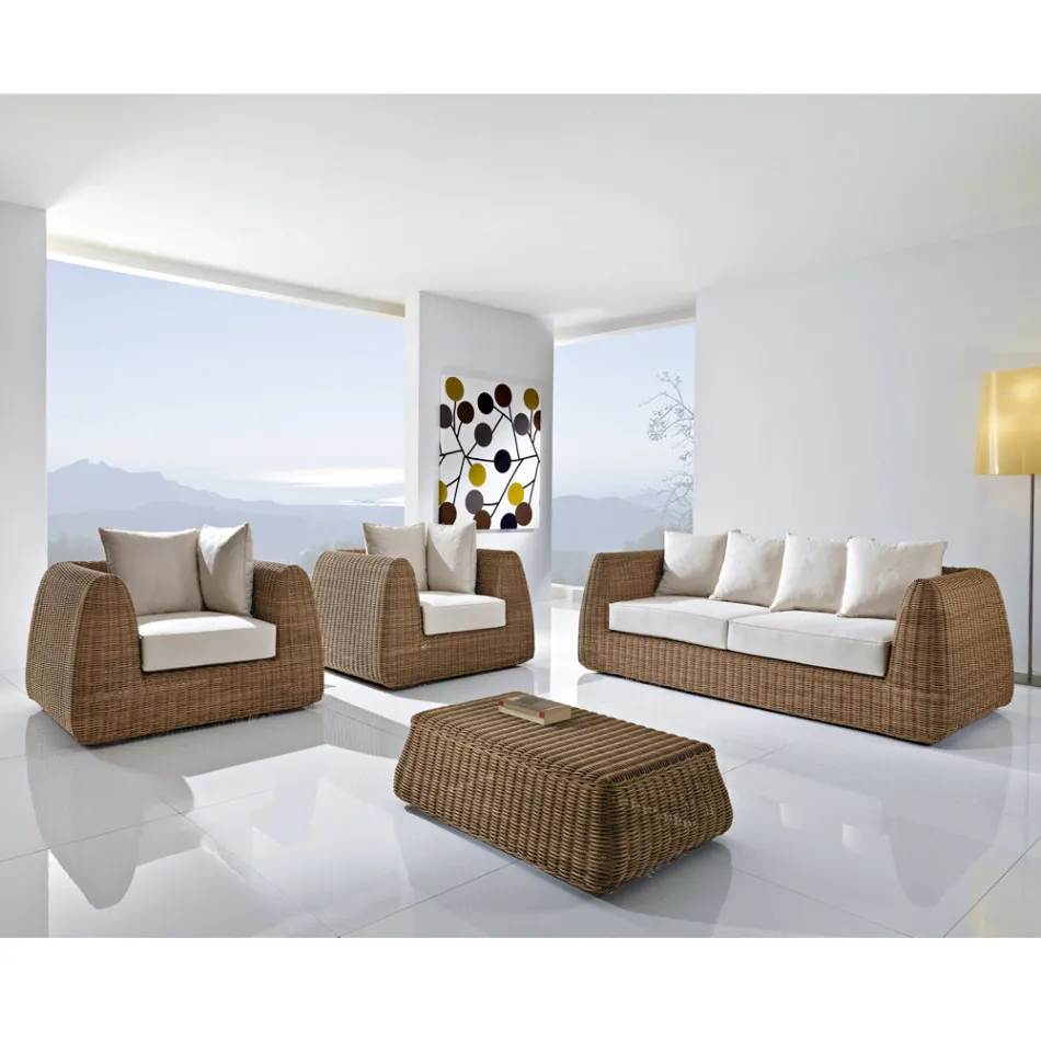 Juego de jardín de ratán sintético tejido a mano - Charlie Viadurini