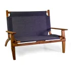 Salón en madera de acacia aceitada color natural y tela - Bottega Viadurini