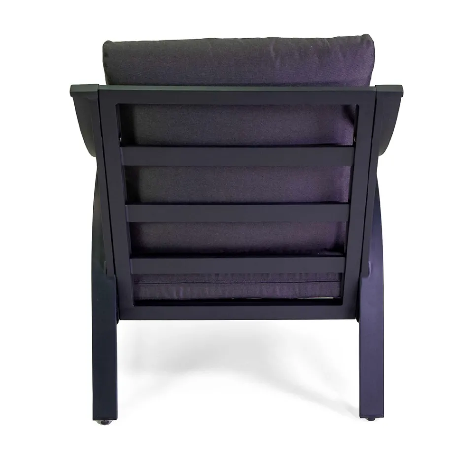 Salón de aluminio con reposabrazos de teca brasileña - Diario Viadurini