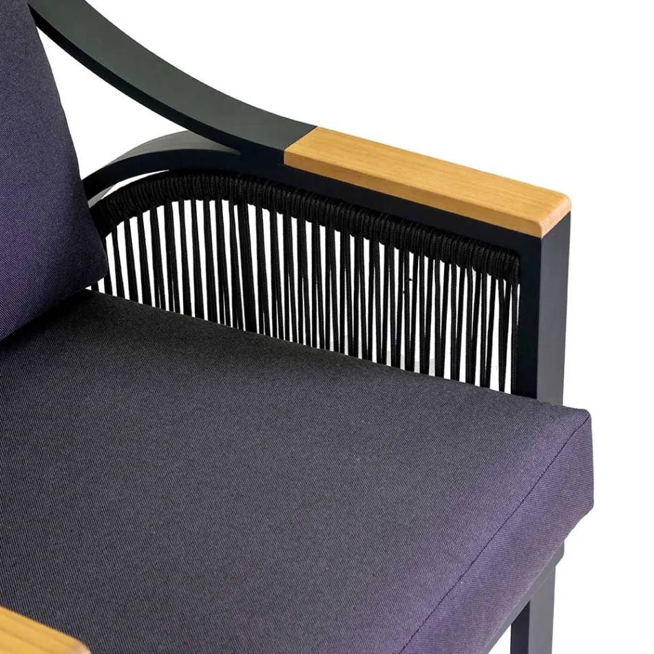 Salón de aluminio con reposabrazos de teca brasileña - Diario Viadurini