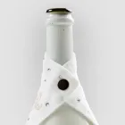 Bandeja recogegotas de lino blanco o negro con bordados y cristales 2 piezas - Salvino Viadurini