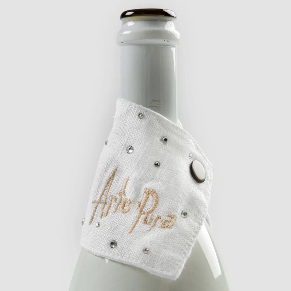 Bandeja recogegotas de lino blanco o negro con bordados y cristales 2 piezas - Salvino Viadurini