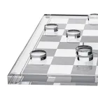 Juego de ajedrez y damas de diseño en metacrilato con cajón, fabricado en Italia - Elora Viadurini
