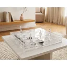Tablero de ajedrez de plexiglás transparente con cajón, fabricado en Italia - Miriam Viadurini