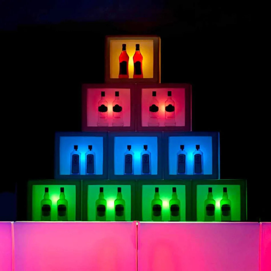 Estante luminoso de cubo Slide Open Cube de diseño moderno hecho en Italia Viadurini