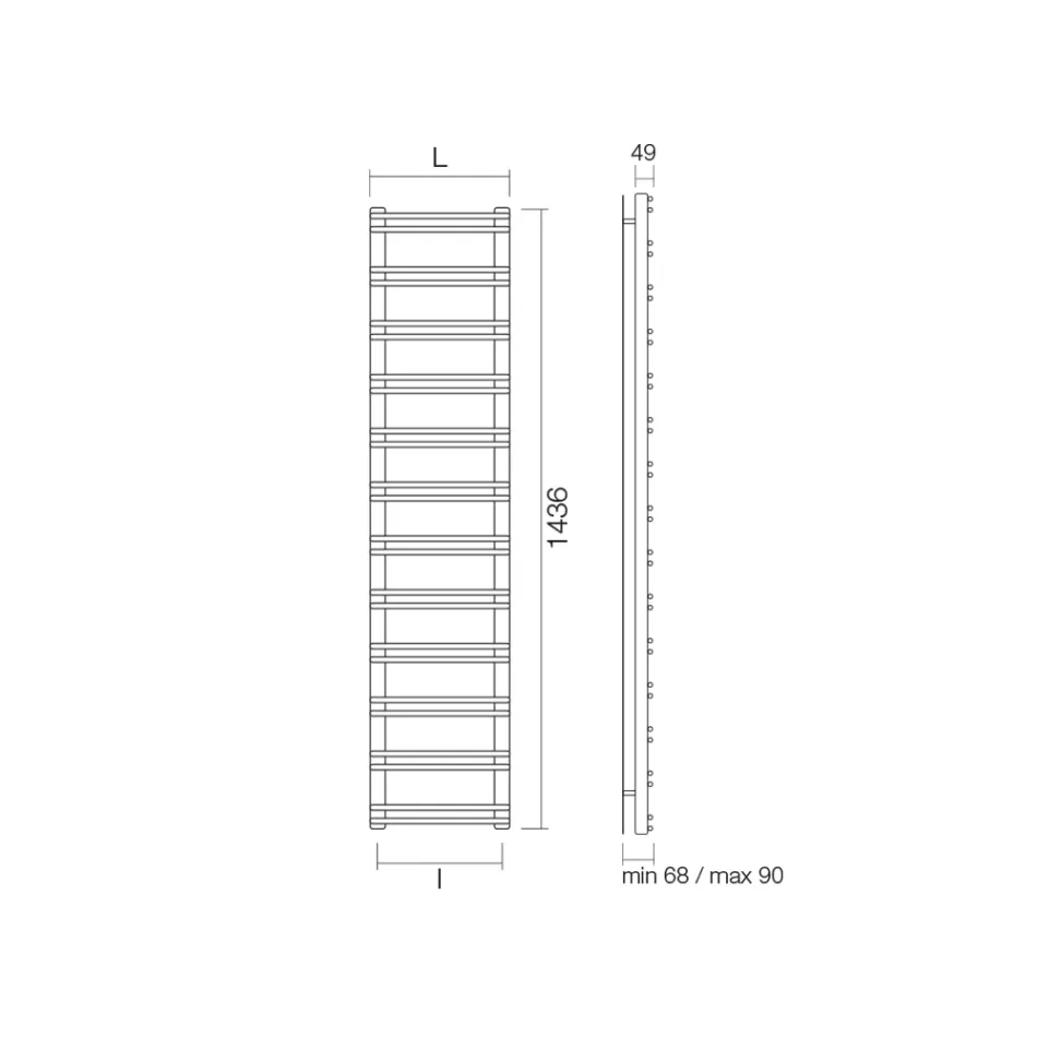 Calentador de Toallas con Sistema Mixto en Acero al Carbono - Praline Viadurini