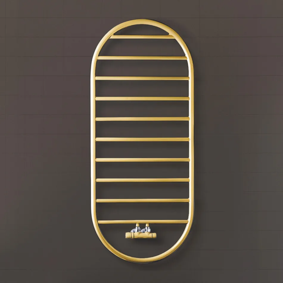 Calentador de toallas de diseño “Tutto Tondo Slim” en acero fabricado en Italia - Liso Viadurini