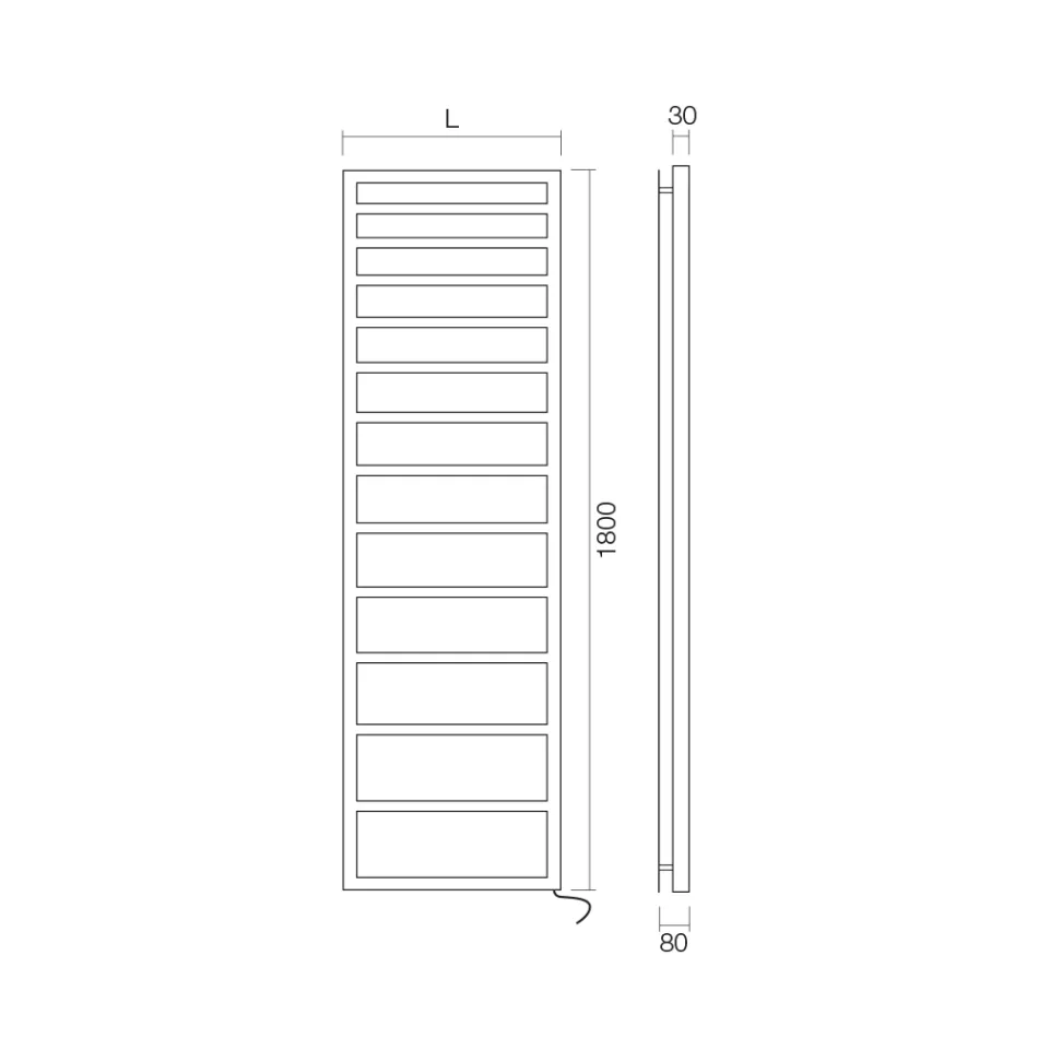 Calentador de toallas eléctrico de líneas sencillas en acero Made in Italy - Pistacho Viadurini