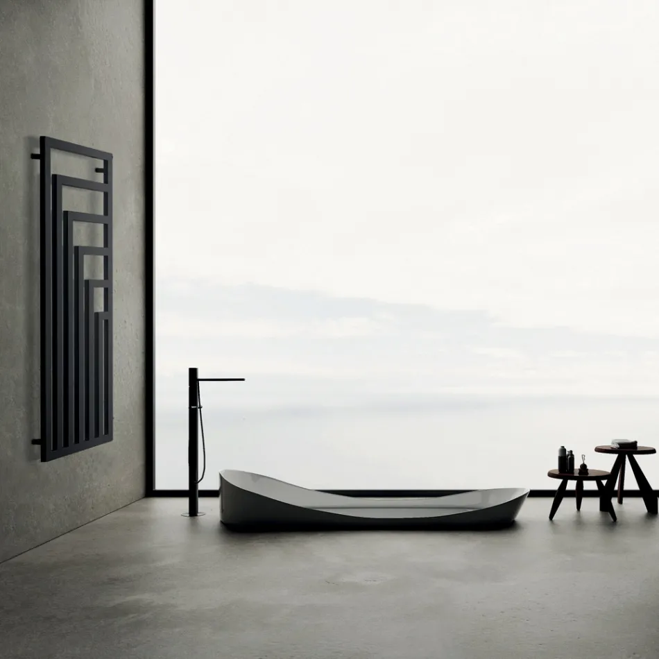 Calentador de toallas eléctrico de acero con diseño moderno fabricado en Italia - Potentia Viadurini