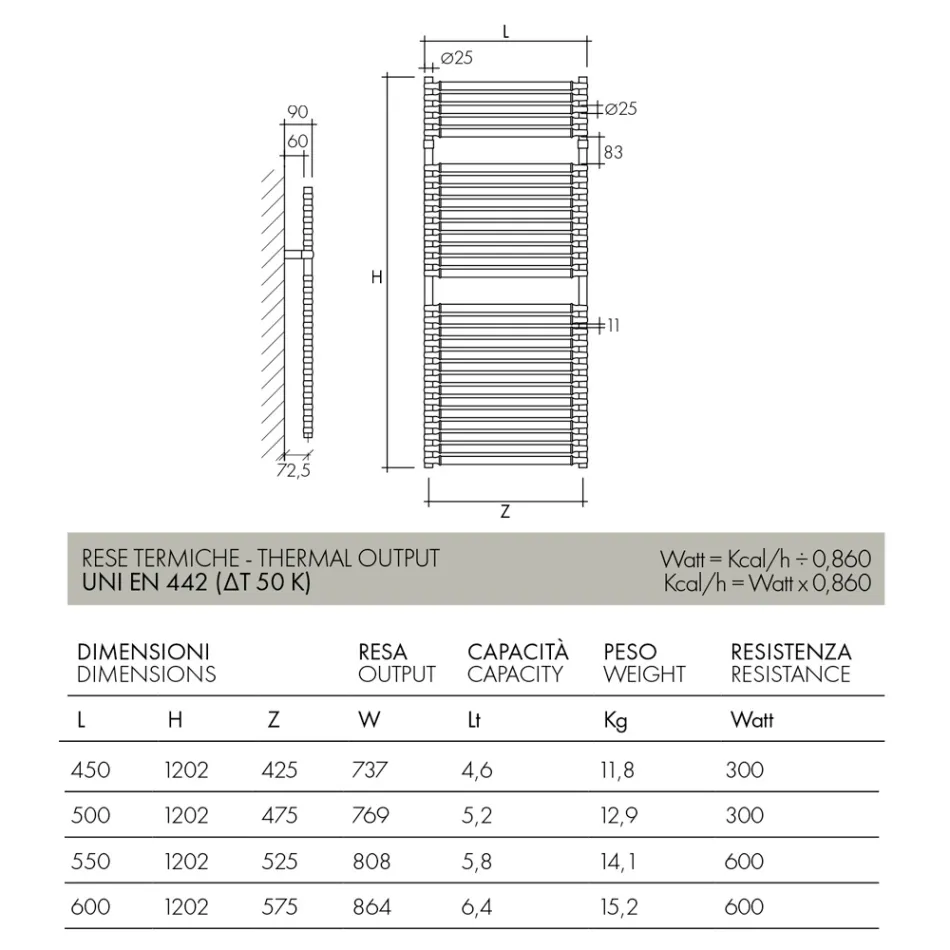 Calentador de toallas eléctrico en acero acabado cromado y dorado Fabricado en Italia - Laura Viadurini