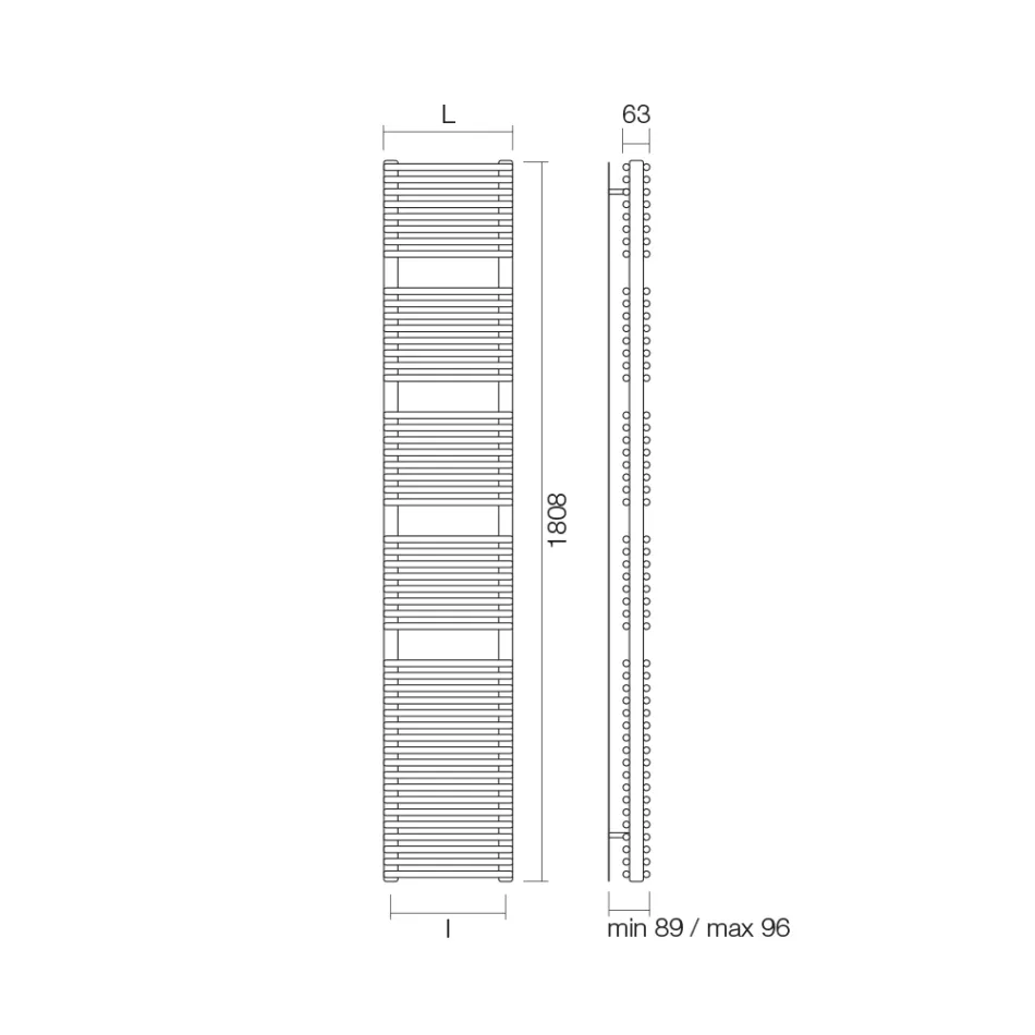 Calentador de toallas hidráulico en acero con acabado en aluminio Made in Italy - Brioches Viadurini