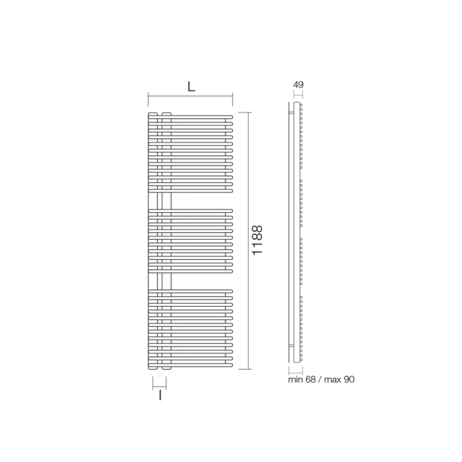 Calentador de toallas de acero al carbono con sistema hidráulico - Peanuts Viadurini