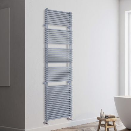Calentador de toallas de acero mixto con acabado de aluminio, fabricado en Italia - Brioches Viadurini