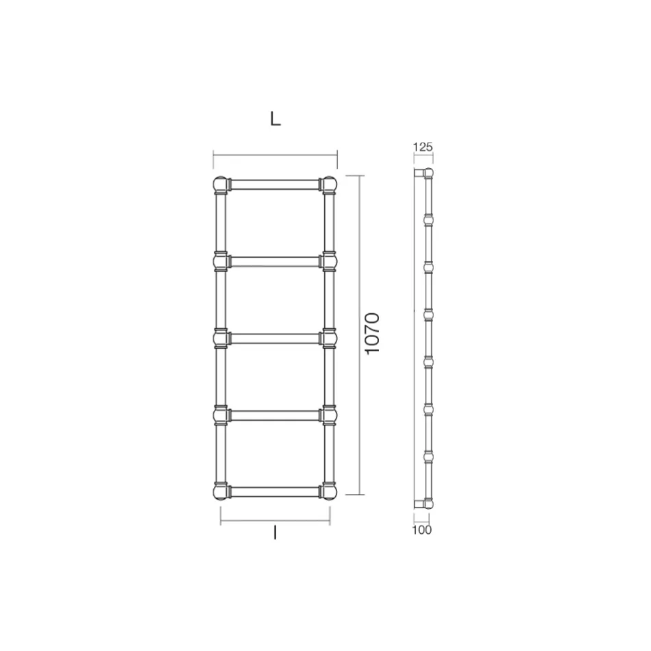 Calentador de toallas mixto de latón con esferas de conexión Made in Italy - Ricotta Viadurini