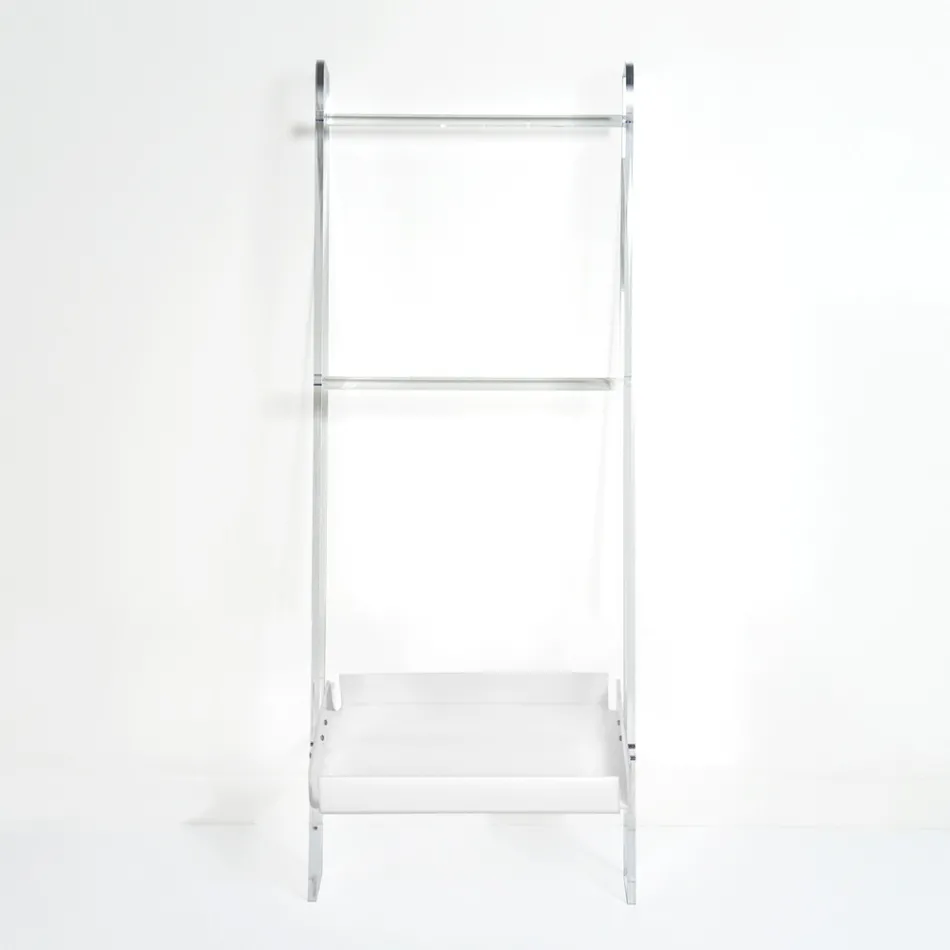 Escalera toallera de plexiglás blanco fabricada en Italia - Jamira Viadurini