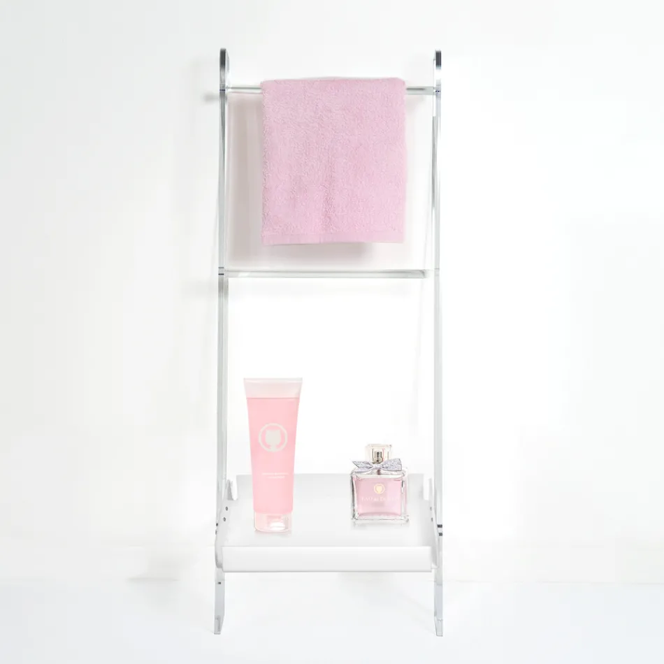 Escalera toallera de plexiglás blanco fabricada en Italia - Jamira Viadurini
