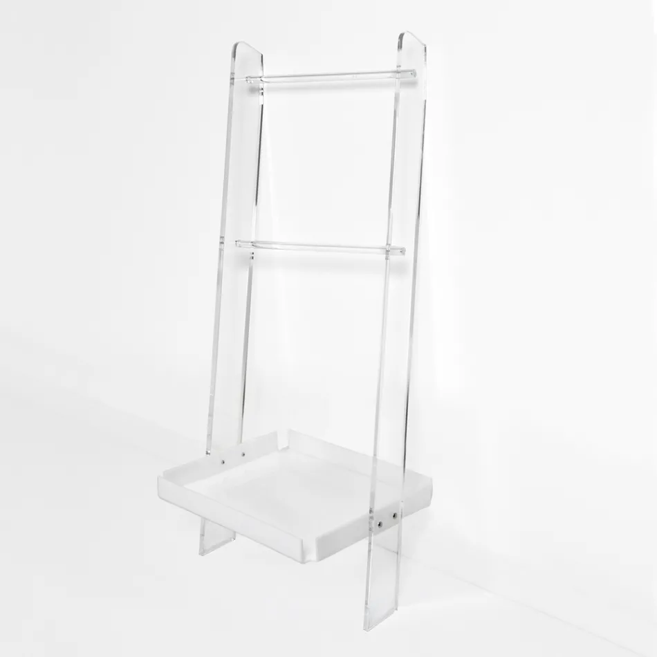 Escalera toallera de plexiglás blanco fabricada en Italia - Jamira Viadurini