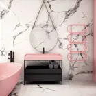 Calentador de toallas eléctrico tipo escalera redondo de acero coloreado fabricado en Italia - Cadena Viadurini