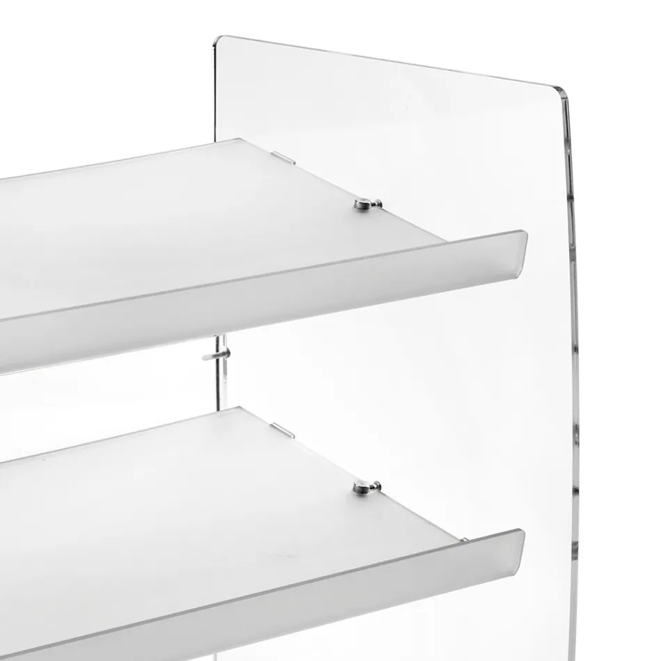 Zapatero Nerina de 3 niveles en plexiglás transparente, fabricado en Italia. Viadurini