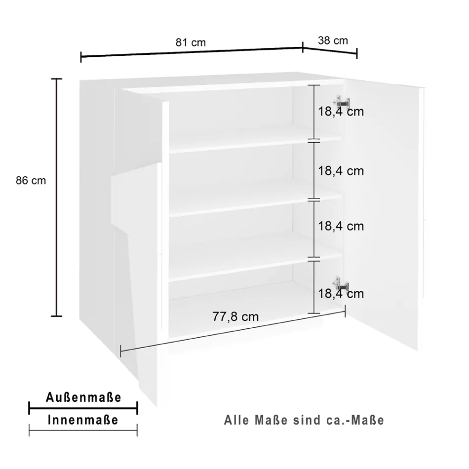 Zapatero alto o bajo en diseño de madera sostenible con 2 o 4 puertas - Fjona Viadurini