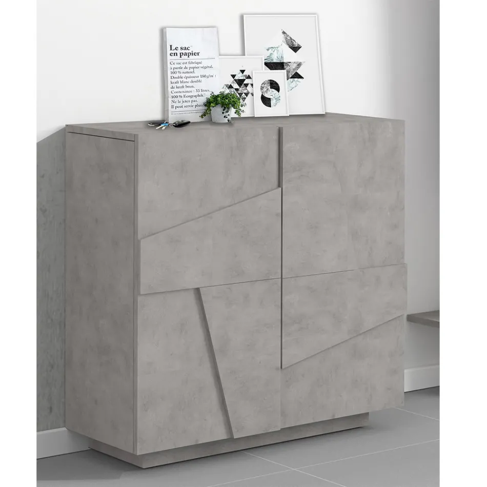 Zapatero alto o bajo en diseño de madera sostenible con 2 o 4 puertas - Fjona Viadurini