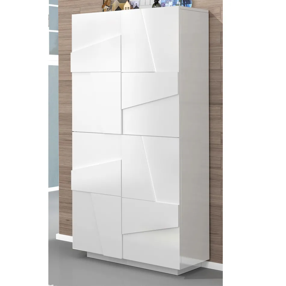 Zapatero alto o bajo en diseño de madera sostenible con 2 o 4 puertas - Fjona Viadurini