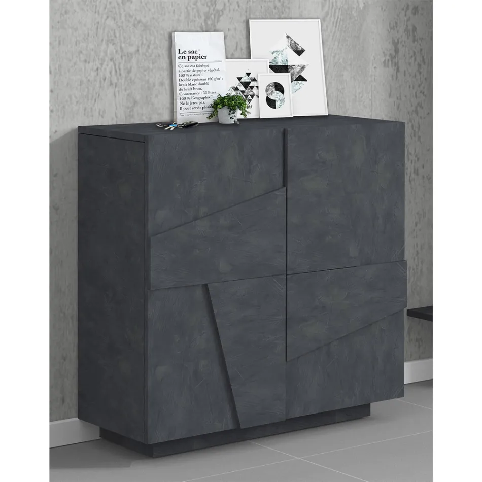 Zapatero alto o bajo en diseño de madera sostenible con 2 o 4 puertas - Fjona Viadurini