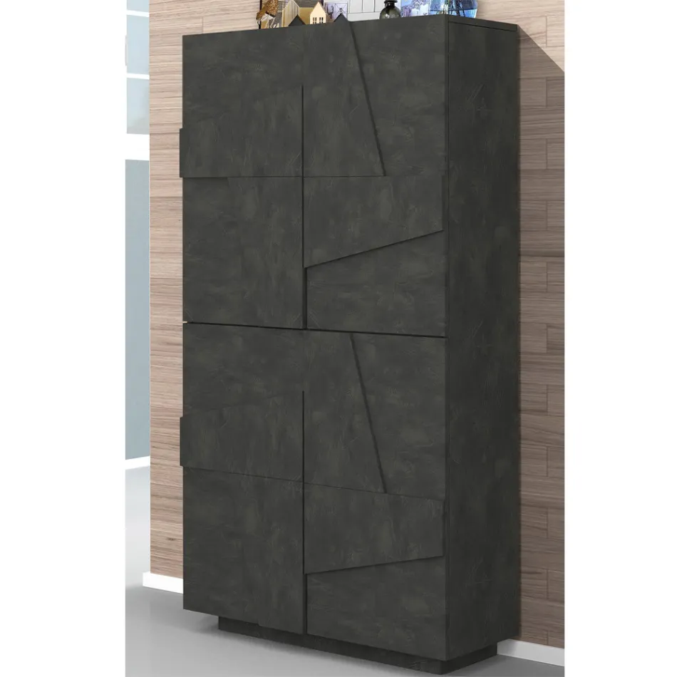 Zapatero alto o bajo en diseño de madera sostenible con 2 o 4 puertas - Fjona Viadurini