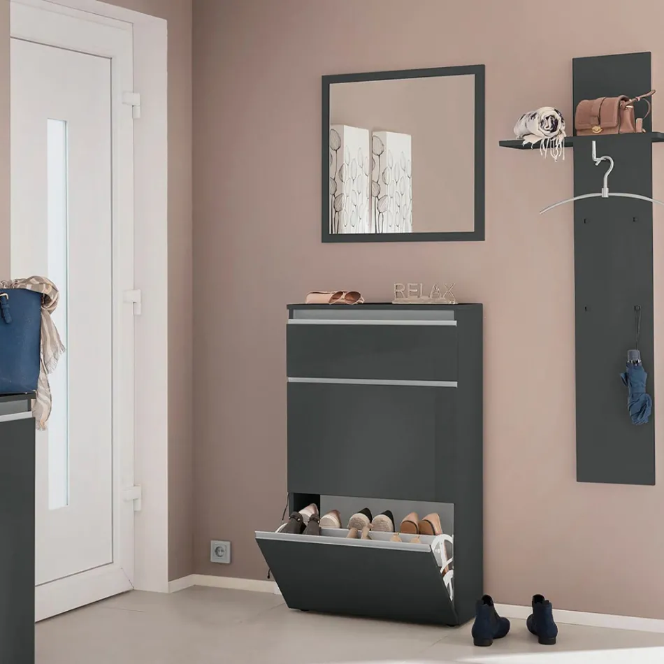 Zapatero Blanco o Antracita 3 Puertas Diseño Madera Sostenible - Emanuelito Viadurini