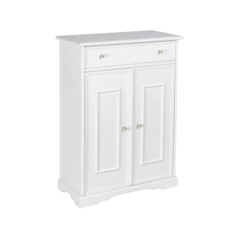 Zapatero con 1 cajón y 2 puertas de madera Made in Italy - Lasa Viadurini