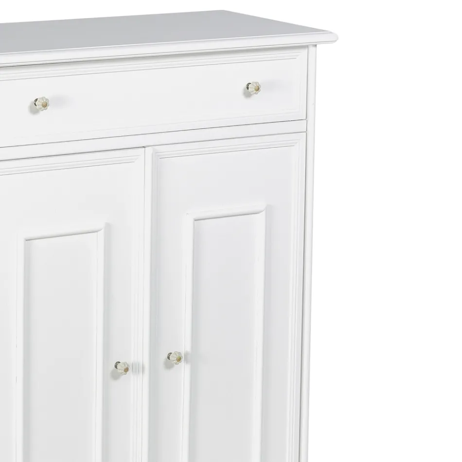 Zapatero con 1 cajón y 2 puertas de madera Made in Italy - Lasa Viadurini