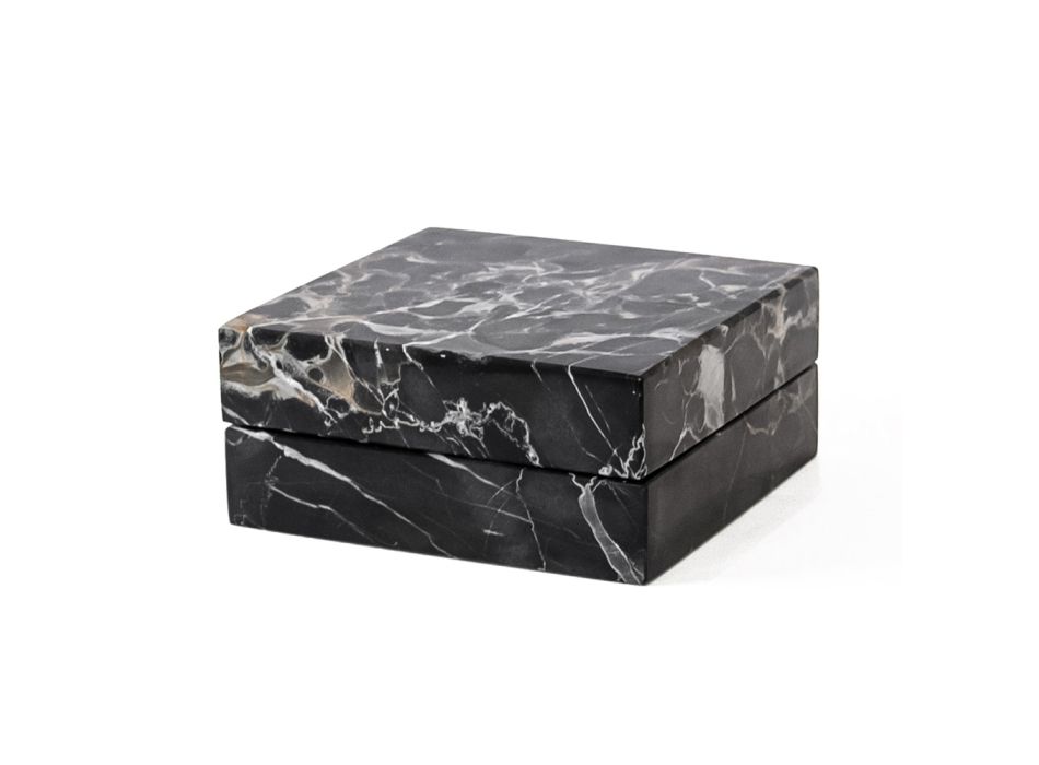Caja de caviar con cucharas en mármol de Carrara Portoro - Jerry Viadurini