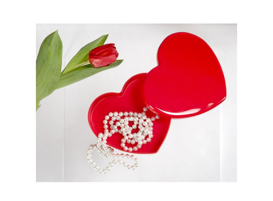 Caja de almacenamiento de plexiglás en forma de corazón Made in Italy - Heartbox Viadurini