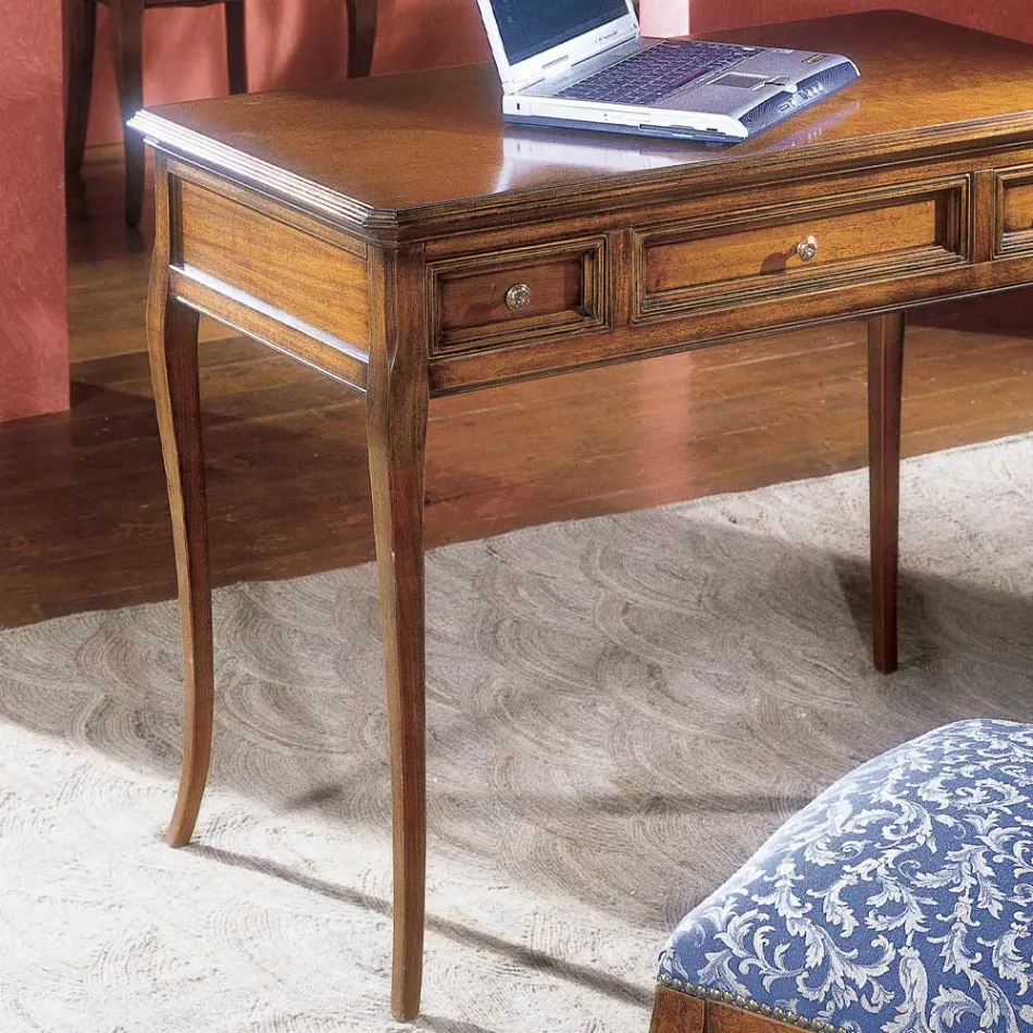 Escritorio con 3 cajones en madera de Bassano France Made in Italy - Adon Viadurini