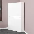 Escritorio esquinero moderno blanco de diseño italiano de madera pulida - Ghero Viadurini