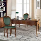 Escritorio Classic 5 Cajones en Madera y Ecopiel Made in Italy - Commodo Viadurini