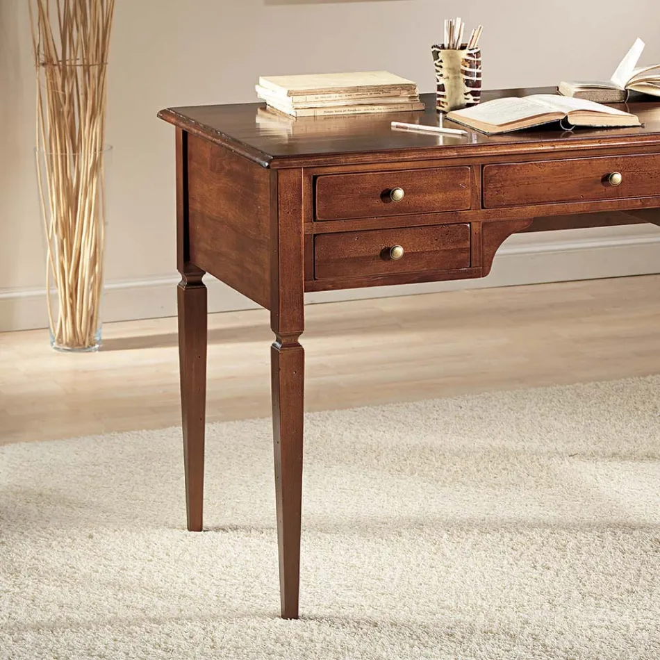 Escritorio con 5 cajones en madera maciza Made in Italy - Fontus Viadurini
