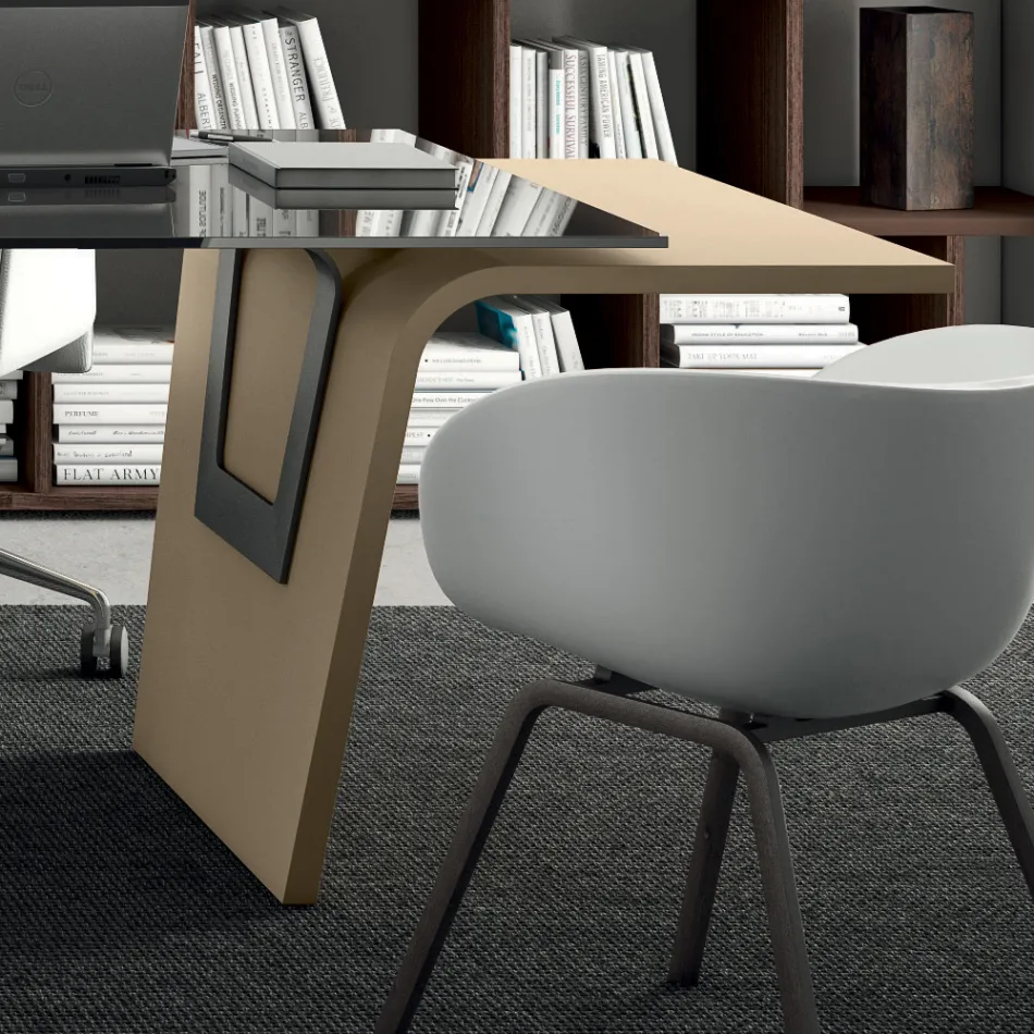 Escritorio con tapa de cristal Andrea Stramigioli - Frafalla Viadurini