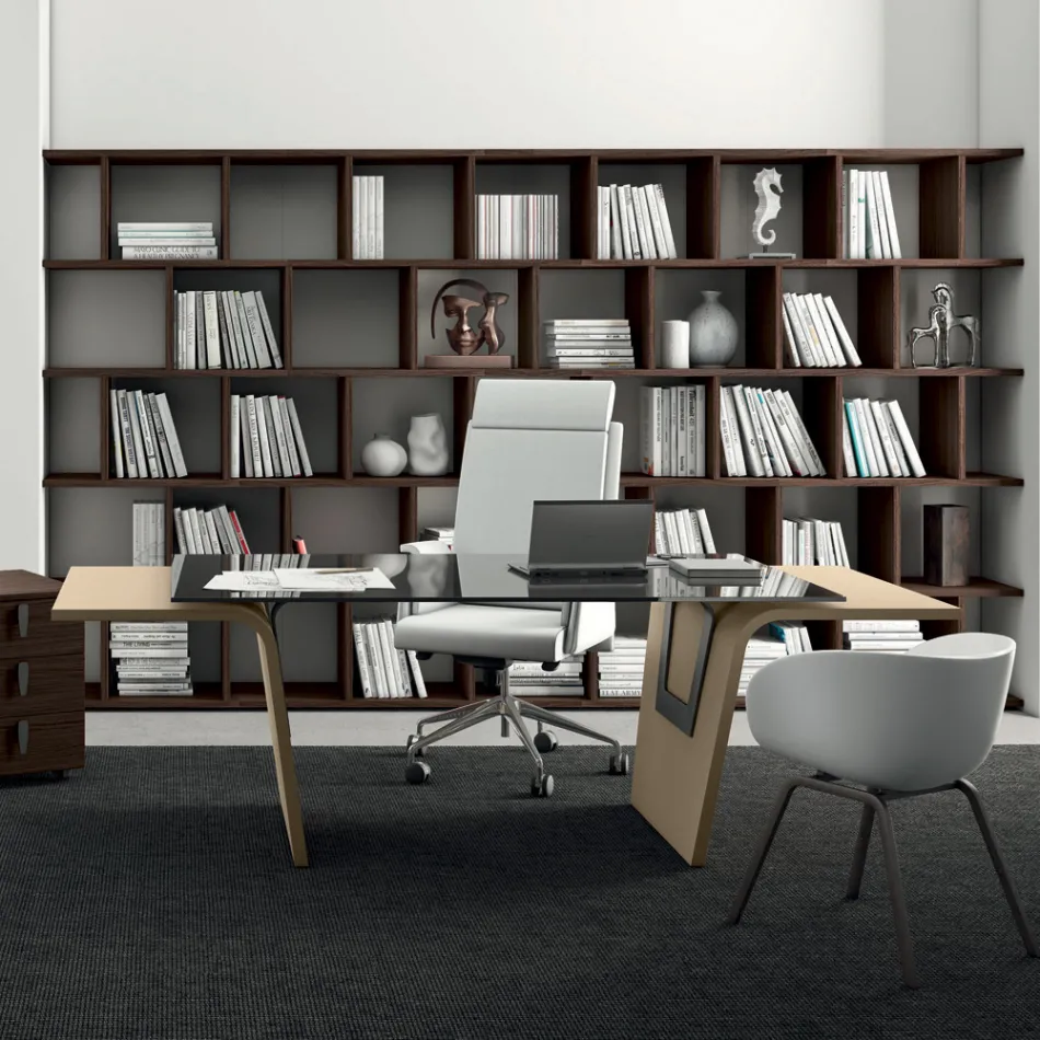 Escritorio con tapa de cristal Andrea Stramigioli - Frafalla Viadurini