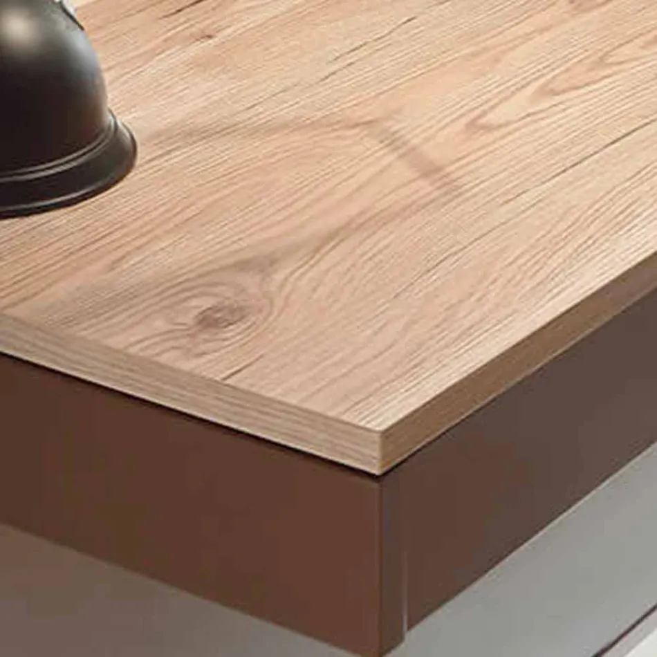 Escritorio de pared en melamina y metal con cajón Made in Italy - Silicona Viadurini